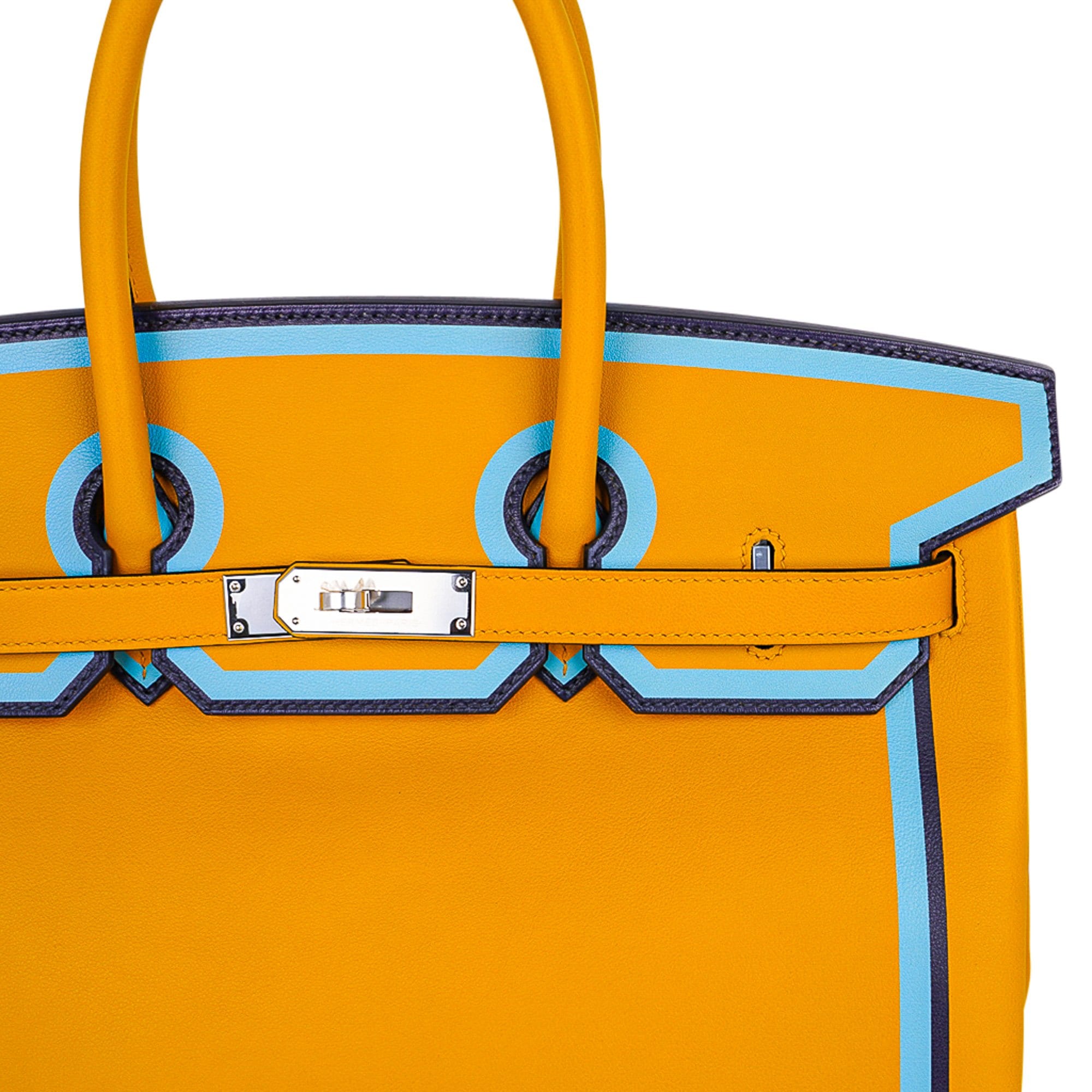 Birkin 35 Bag Jaune Ambre Blue Indigo Blue Celeste Limited Edition New