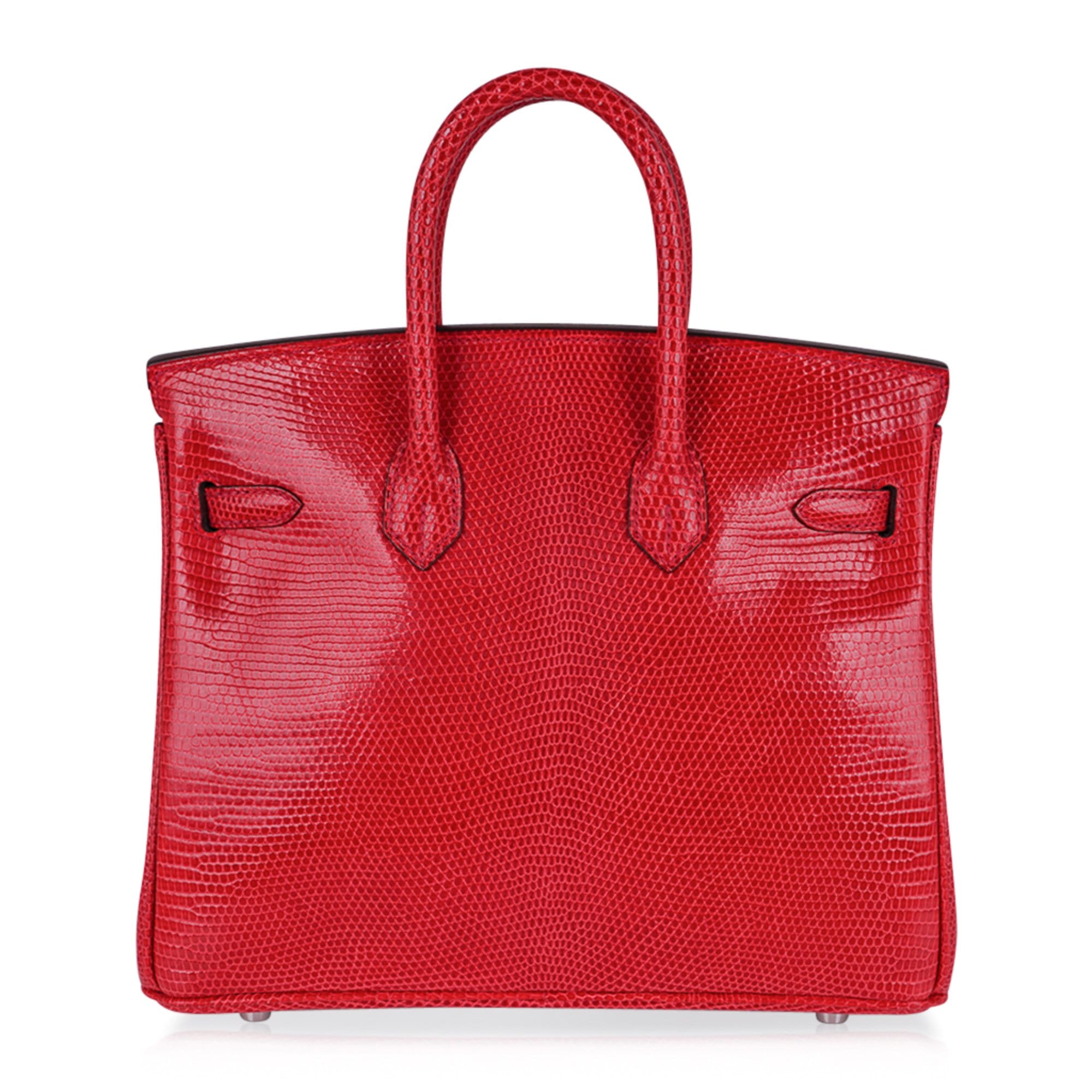 Limited Edition Birkin 25 Bag Rouge Exotic Lizard with Palladium Hardware
