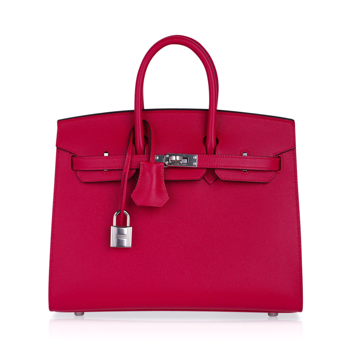 Birkin 25 Sellier Bag Framboise Veau Madame Leather with Palladium Hardware