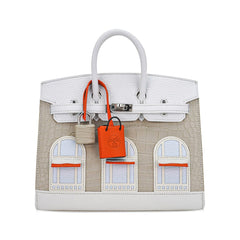 Limited Edition Birkin 20 Faubourg Sellier Bag Neige (Snow) White Matte Alligator