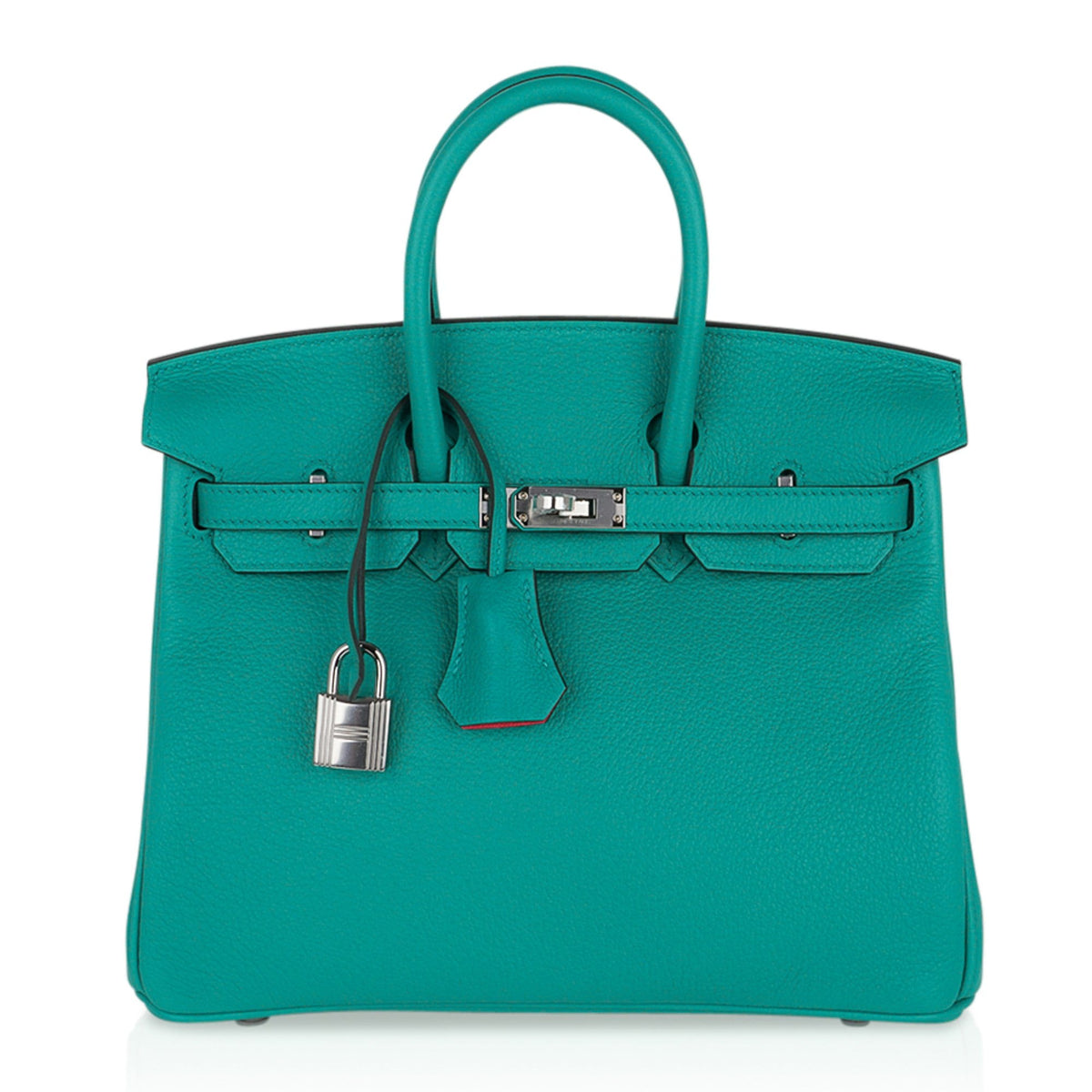 Verso Birkin 25 Bag Vert Verone & Rose Lipstick Novillo Leather with Palladium Hardware