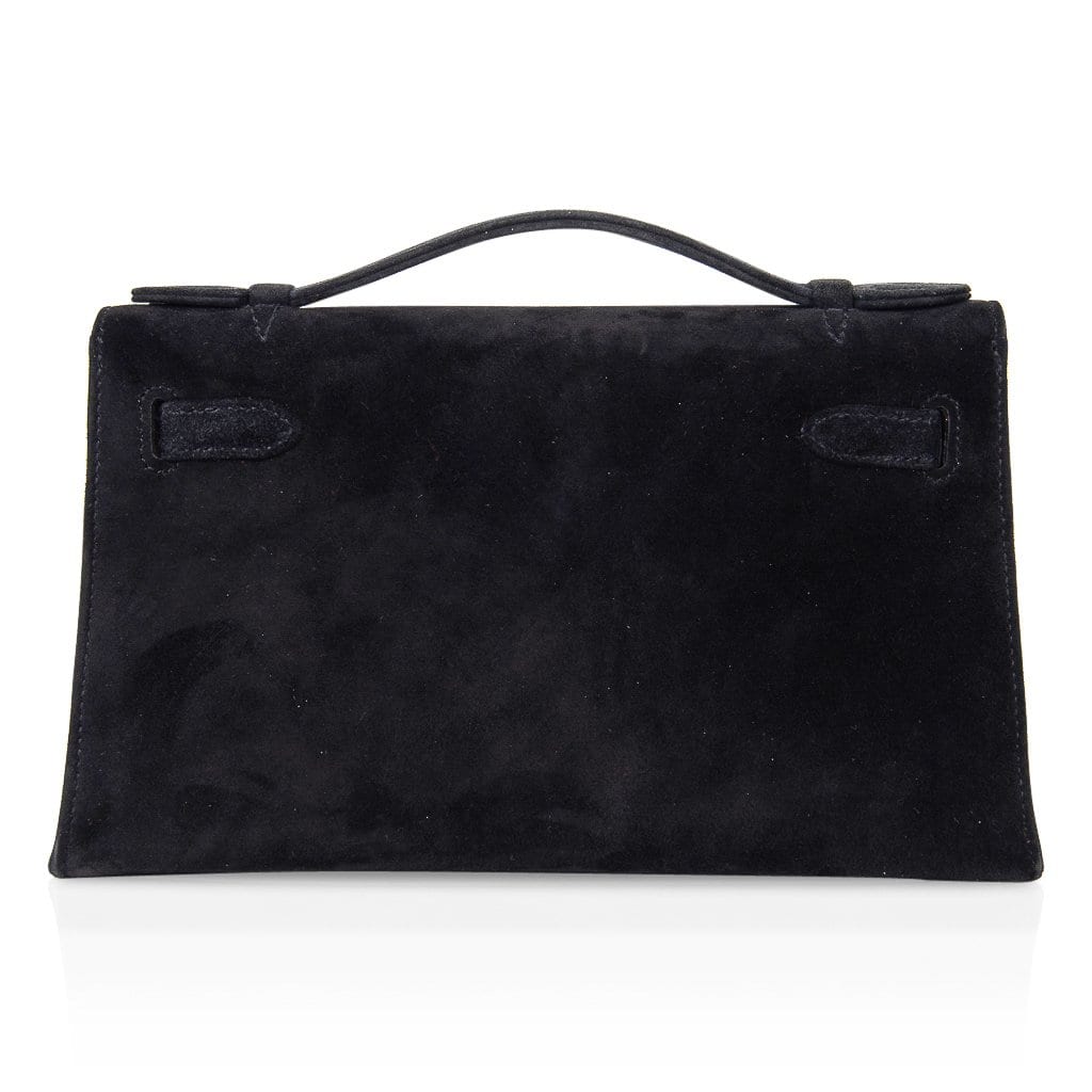 Kelly Pochette Black Doblis Suede Palladium