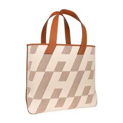 Cabas H En Biais Canvas / Swift Leather Trim 40 Tote Bag