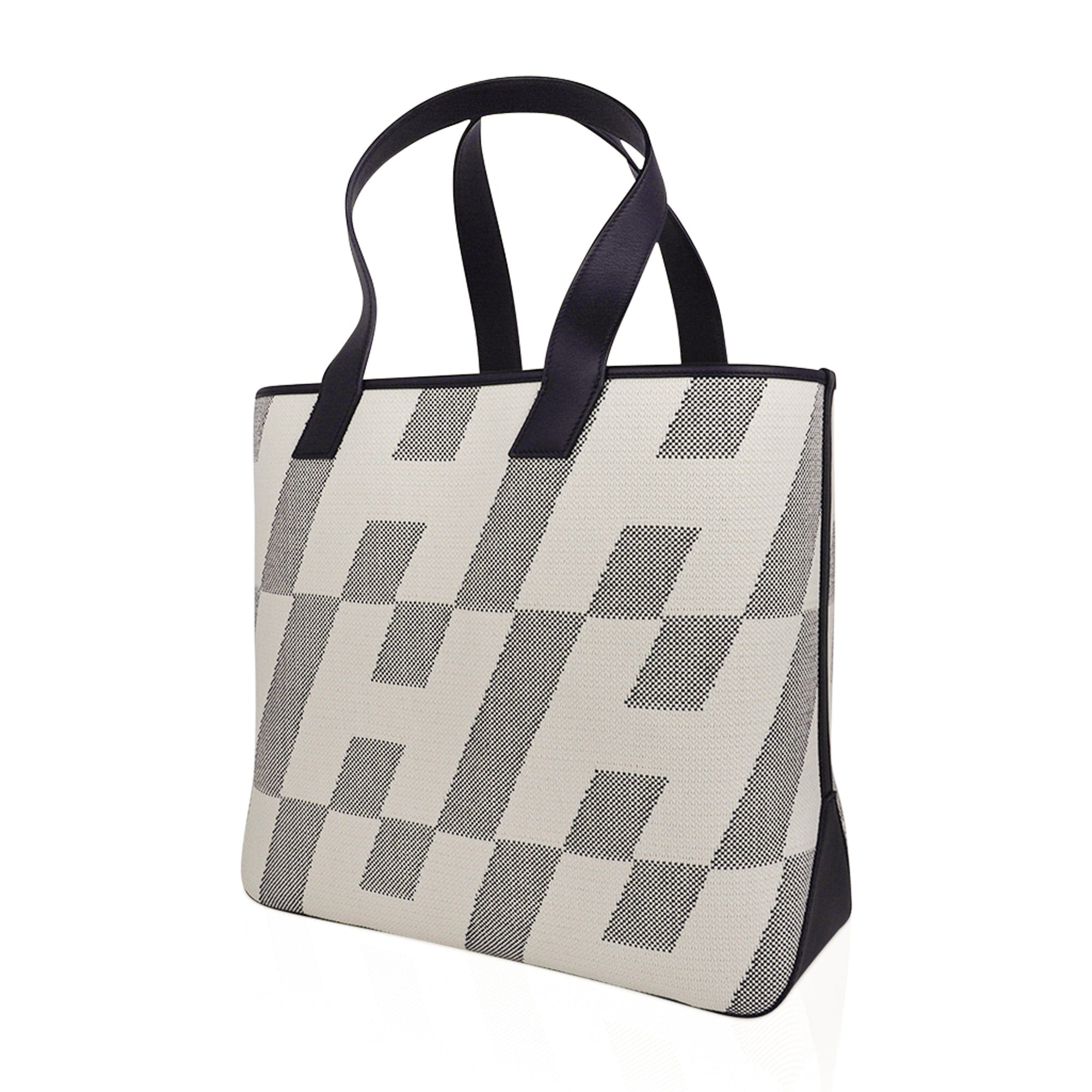 Cabas H En Biais Black / Ecru Canvas / Swift 40 Tote Bag