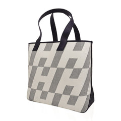 Cabas H En Biais Black / Ecru Canvas / Swift 40 Tote Bag