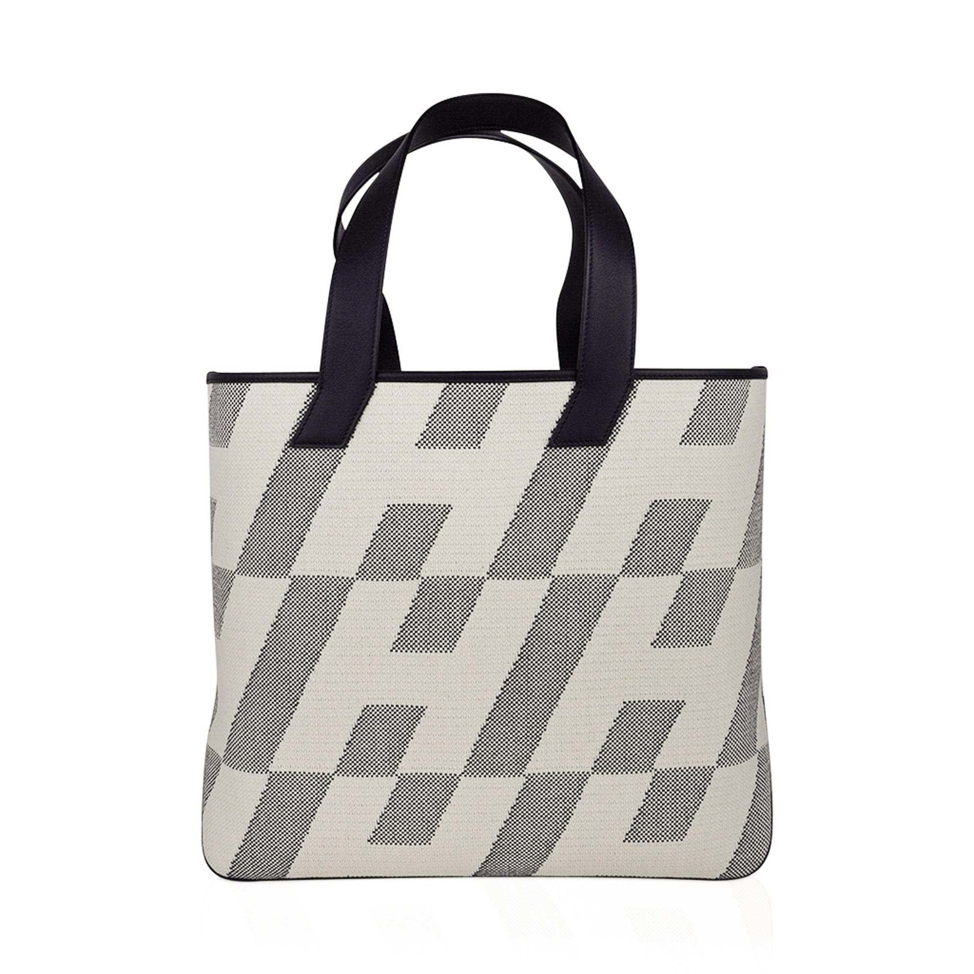 Cabas H En Biais Black / Ecru Canvas / Swift 40 Tote Bag