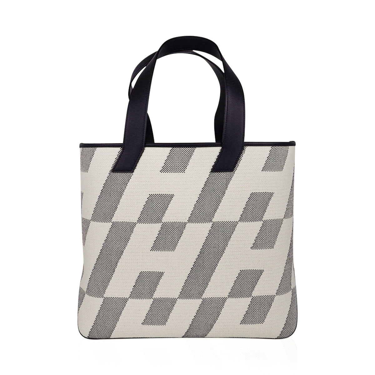 Cabas H En Biais Black / Ecru Canvas / Swift 40 Tote Bag
