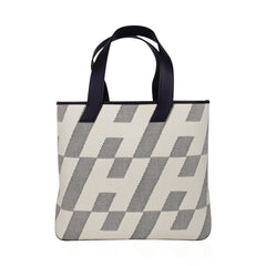 Cabas H En Biais Black / Ecru Canvas / Swift 40 Tote Bag