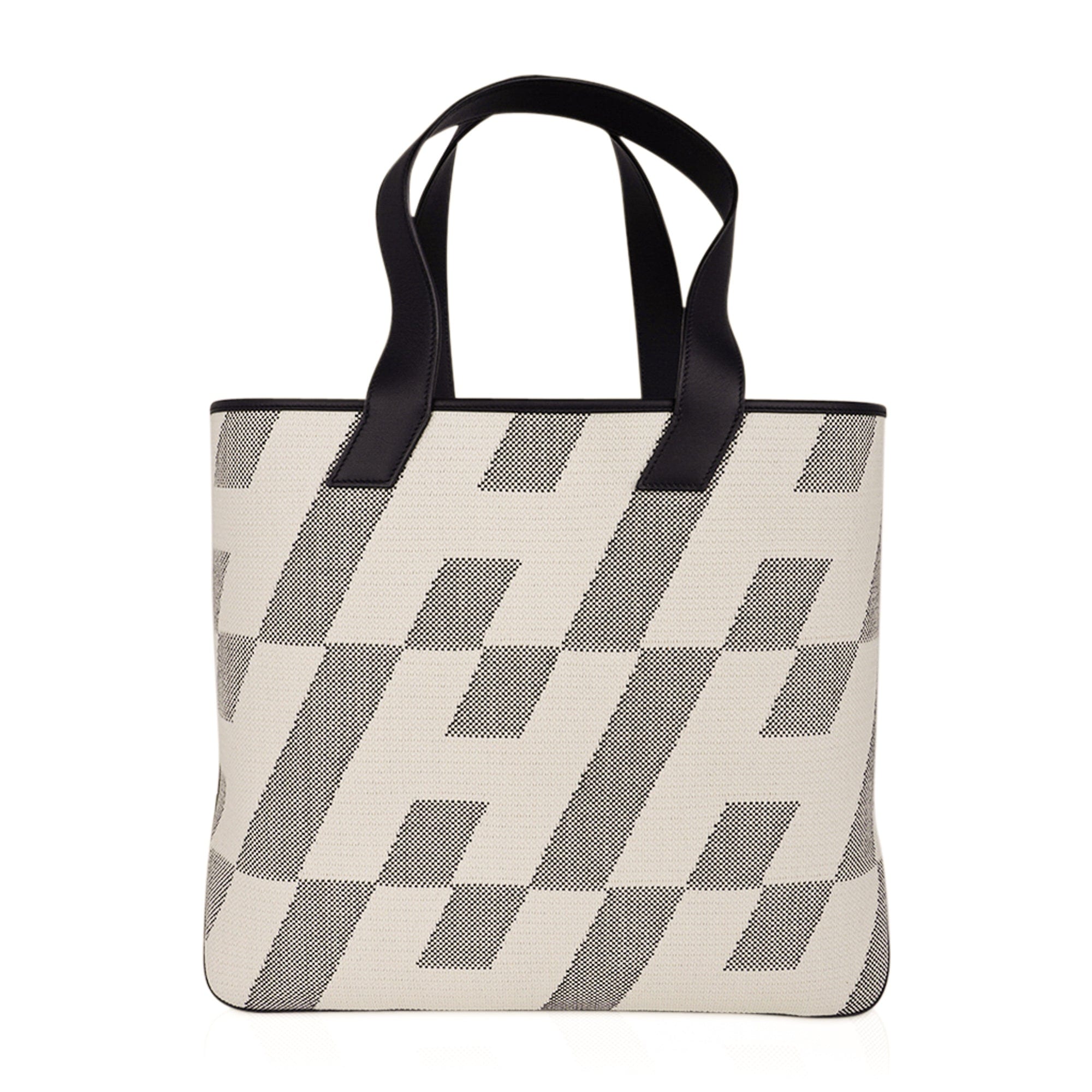 Cabas H En Biais Black / Ecru Canvas / Swift 40 Tote Bag