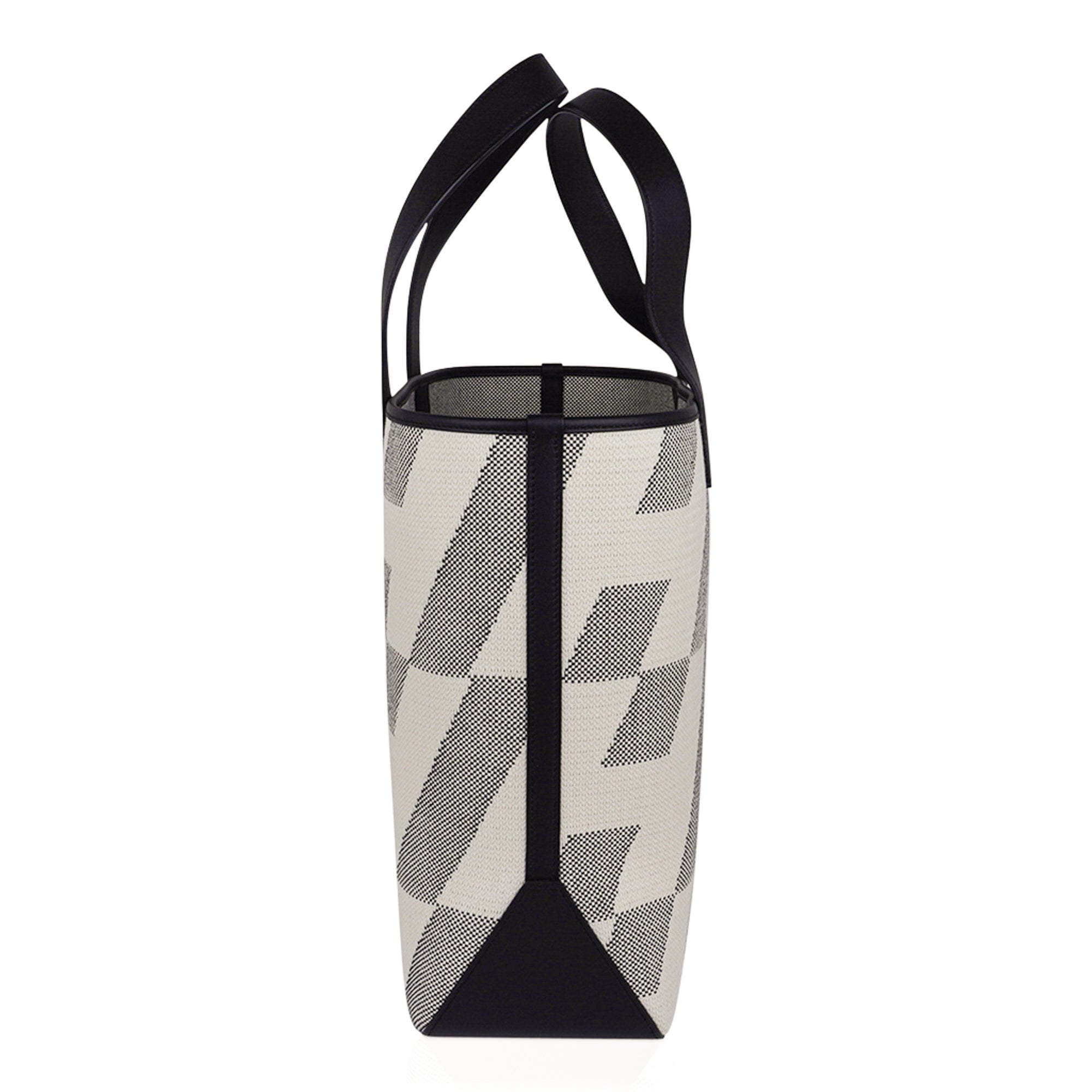 Cabas H En Biais Black / Ecru Canvas / Swift 40 Tote Bag