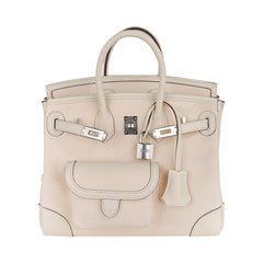 Birkin 25 Cargo Nata Toile Goeland Bag Swift Leather Trim Limited Edition