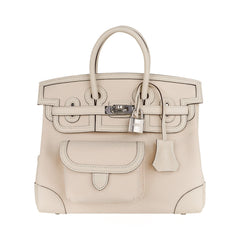 Birkin 25 Cargo Nata Toile Goeland Bag Swift Leather Trim Limited Edition