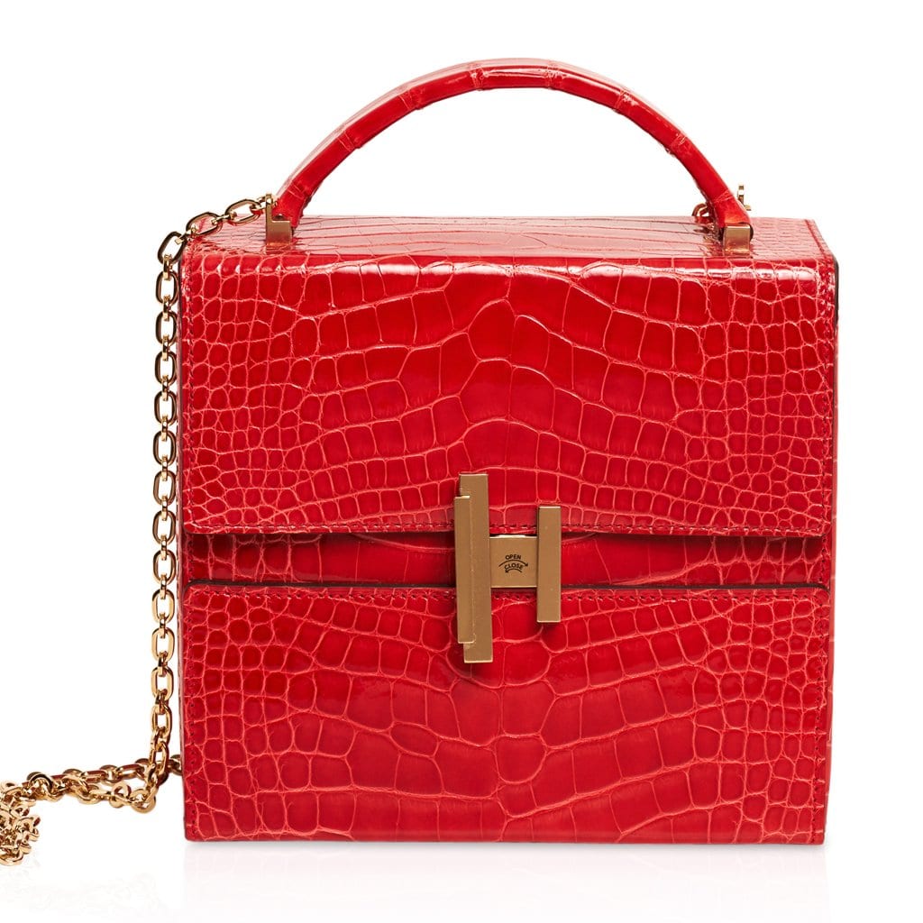 Cinhetic Bag Rouge de Coeur Shiny Alligator Permabrass Hardware New w/Box