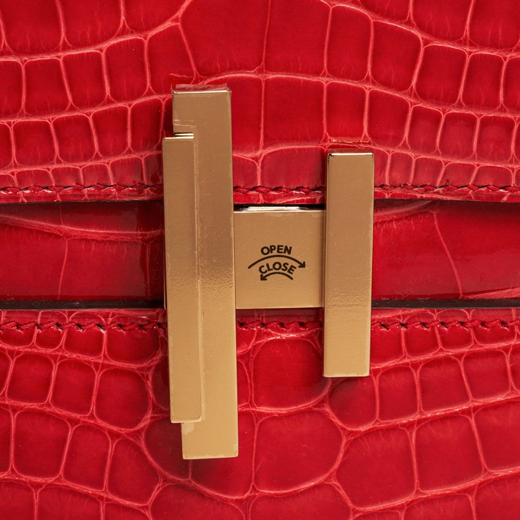 Cinhetic Bag Rouge de Coeur Shiny Alligator Permabrass Hardware New w/Box