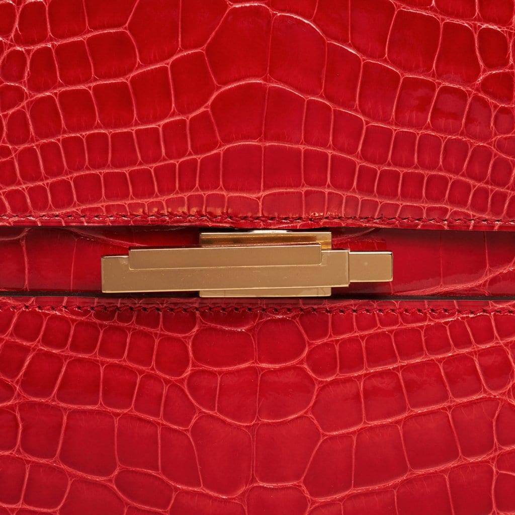 Cinhetic Bag Rouge de Coeur Shiny Alligator Permabrass Hardware New w/Box