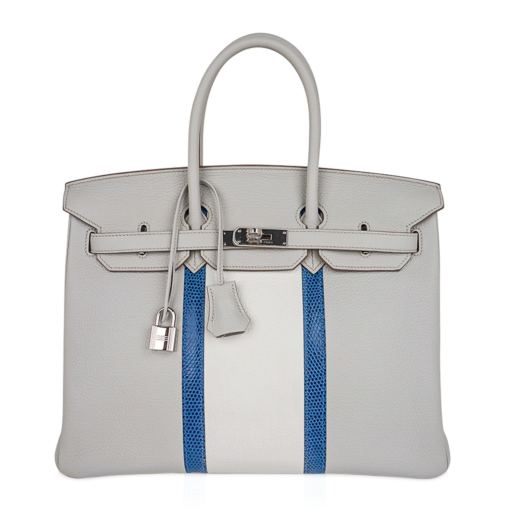 Limited Edition Club Birkin 35 Bag Gris Perle Blanc Clemence Leather with Palladium Hardware