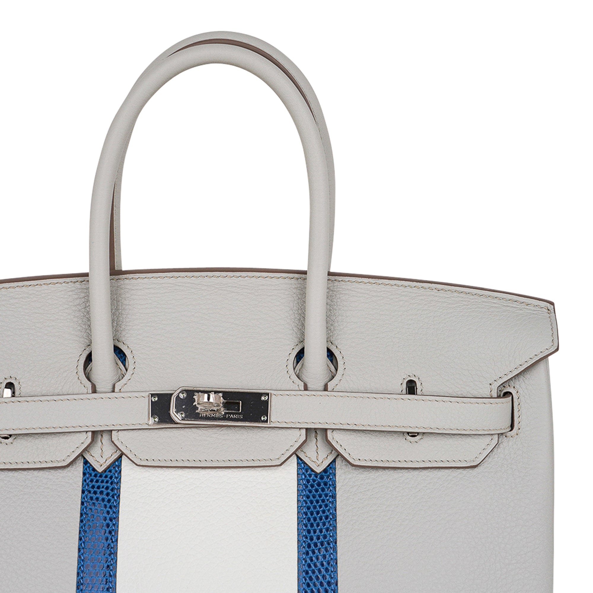 Limited Edition Club Birkin 35 Bag Gris Perle Blanc Clemence Leather with Palladium Hardware