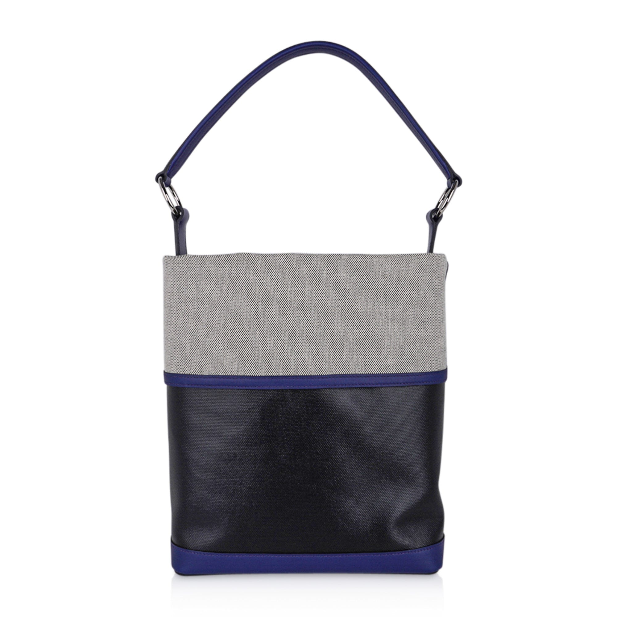 Col Roule Bag Noir Toile Berline Bleu Saphir and Toile Tote