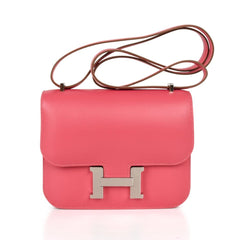 Mini III Constance 18 Bag Rose Lipstick Pink Veau Tadelakt Leather with Palladium Hardware