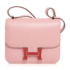 Constance 18 Mini Bag Rose Sakura Tadelakt Bougainvillea Lizard Buckle
