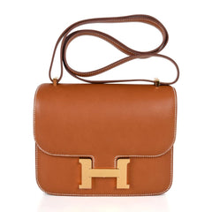 Constance Bag 18 Rare Fauve Barenia Leather Gold Hardware