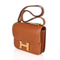 Constance Bag 18 Rare Fauve Barenia Leather Gold Hardware