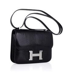 Mini Constance Bag 18 Black Lizard with Palladium Hardware