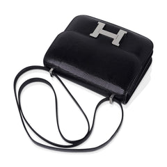 Mini Constance Bag 18 Black Lizard with Palladium Hardware