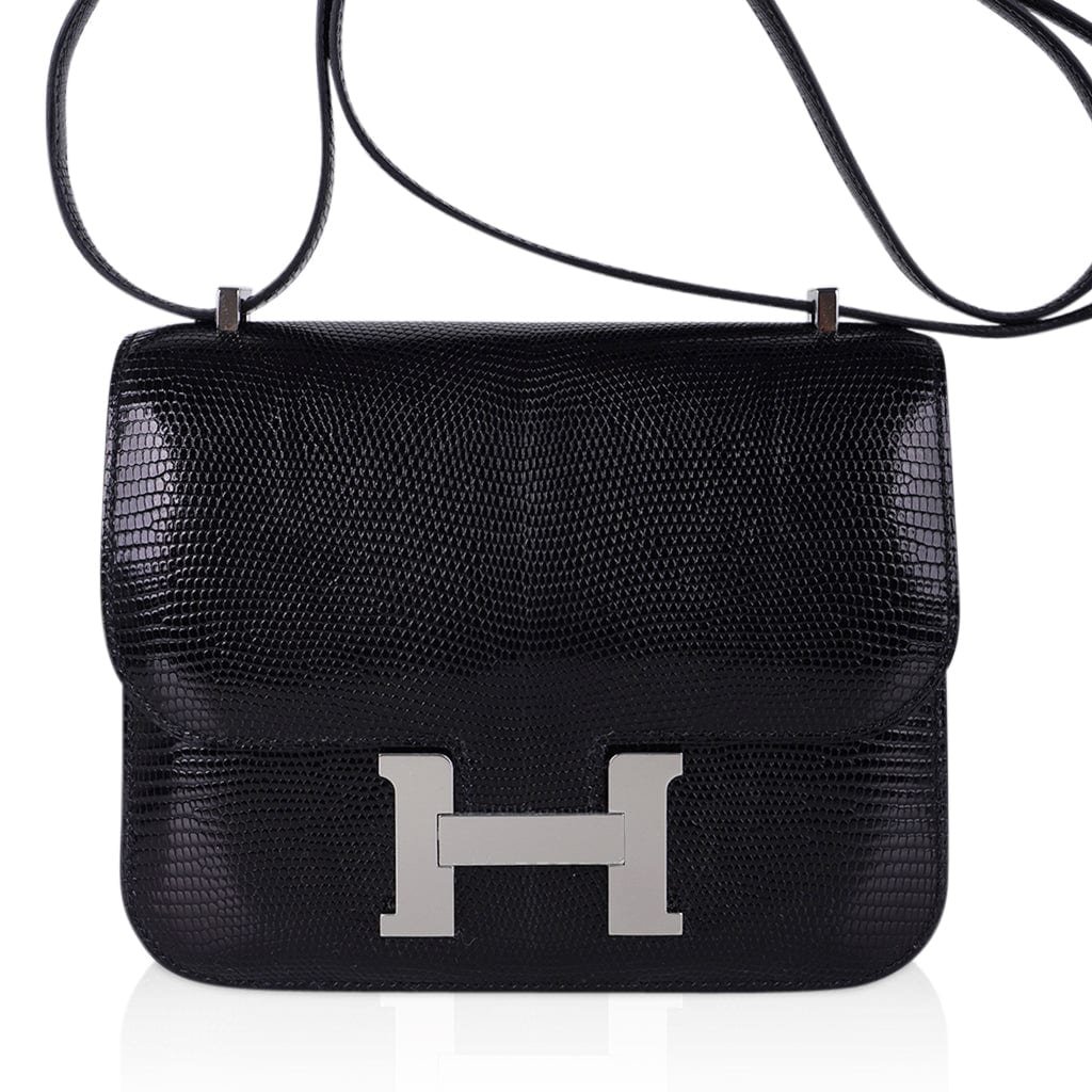 Mini Constance Bag 18 Black Lizard with Palladium Hardware