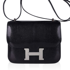 Mini Constance Bag 18 Black Lizard with Palladium Hardware