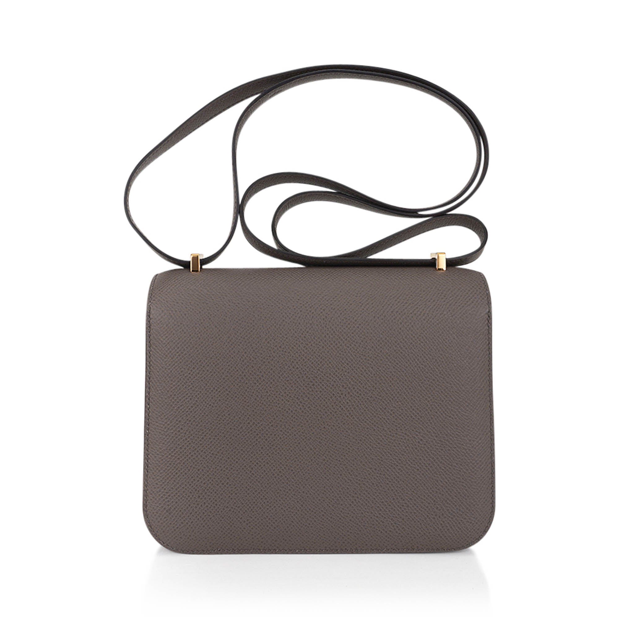 Mini Constance 18 Bag Etain Epsom Leather with Gold Hardware