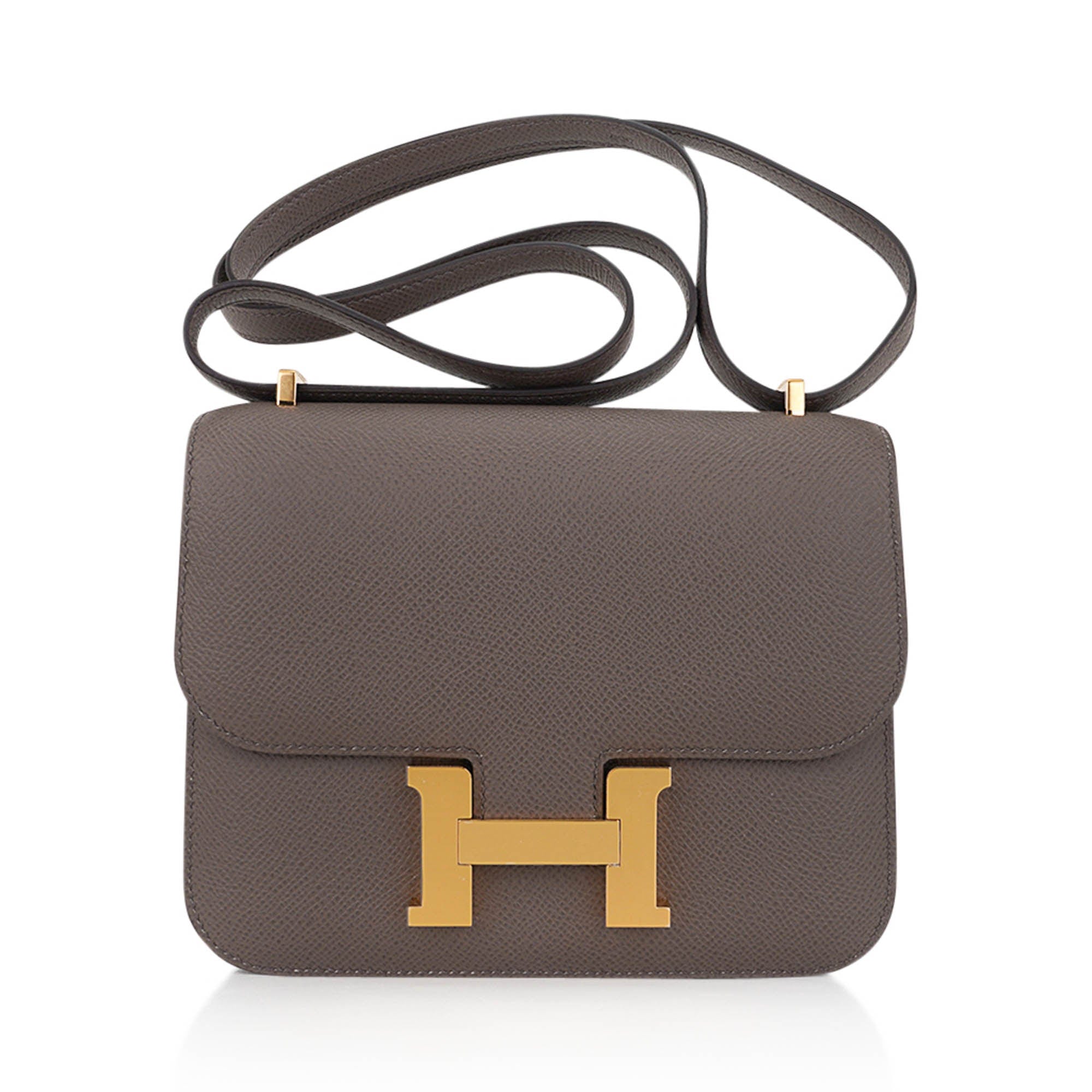 Mini Constance 18 Bag Etain Epsom Leather with Gold Hardware