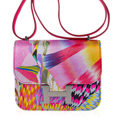 Limited Edition Mini Constance 18 Bag Marble Silk with Palladium Hardware