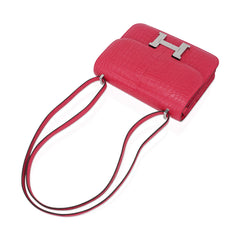 Mini Constance 18 Rose Extreme Matte Alligator Bag with Palladium Hardware