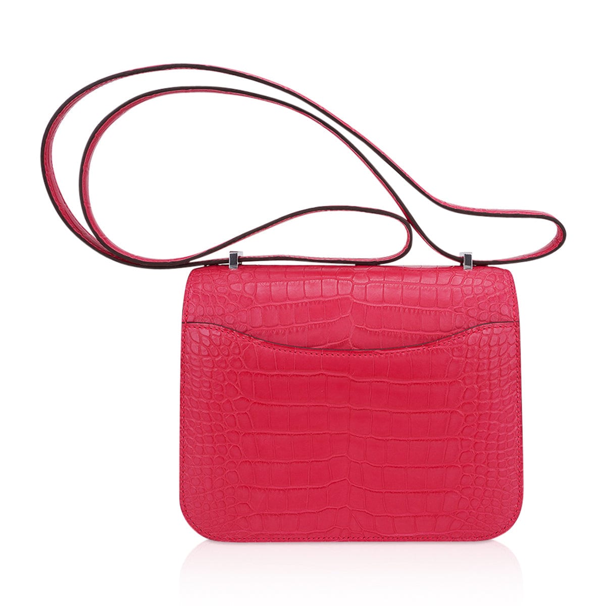 Mini Constance 18 Rose Extreme Matte Alligator Bag with Palladium Hardware