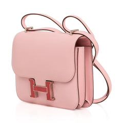 Constance 18 Mini Bag Rose Sakura Tadelakt Bougainvillea Lizard Buckle