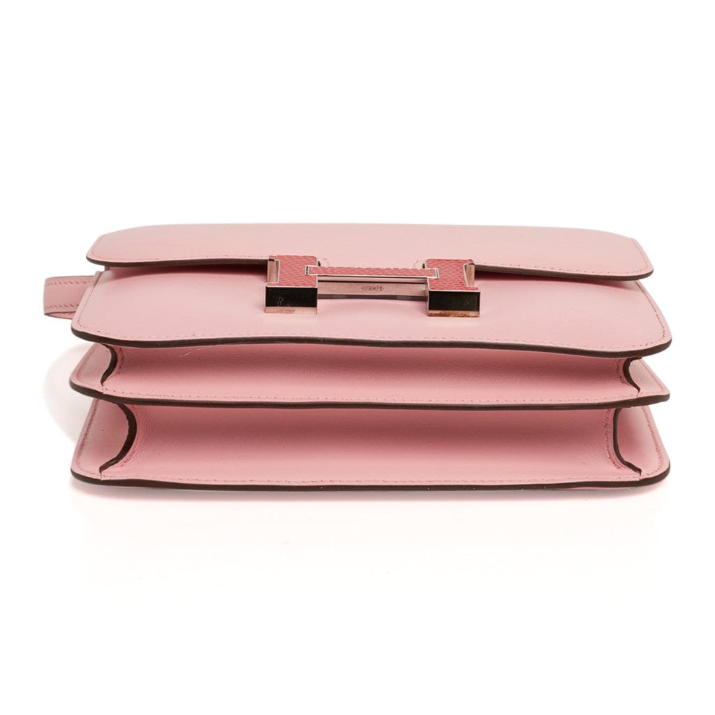 Constance 18 Mini Bag Rose Sakura Tadelakt Bougainvillea Lizard Buckle