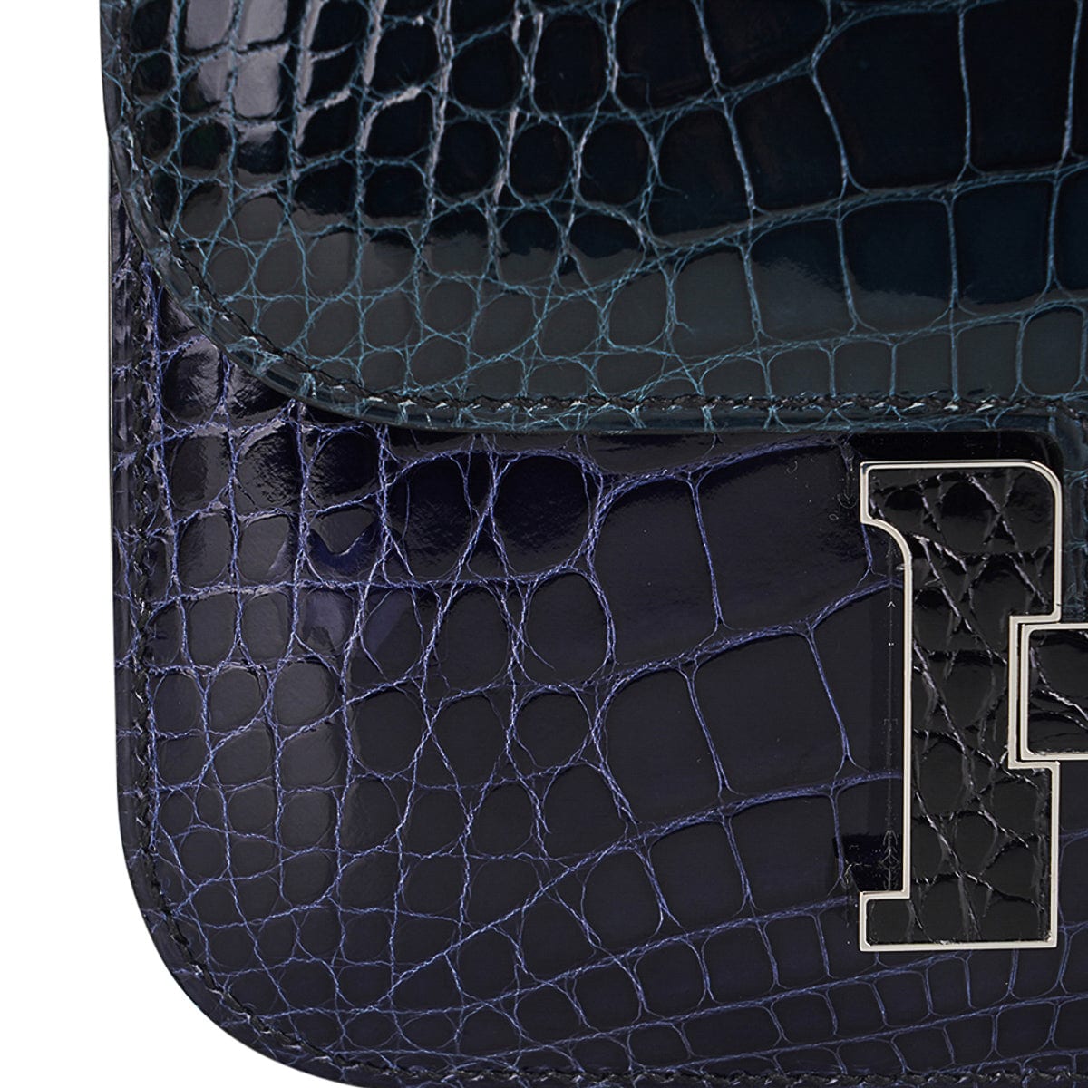 Mini Constance 18 Bag Tri-Color Blue Sapphire, Vert Rousseau, & Black Alligator with Palladium Hardware