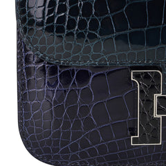 Mini Constance 18 Bag Tri-Color Blue Sapphire, Vert Rousseau, & Black Alligator with Palladium Hardware
