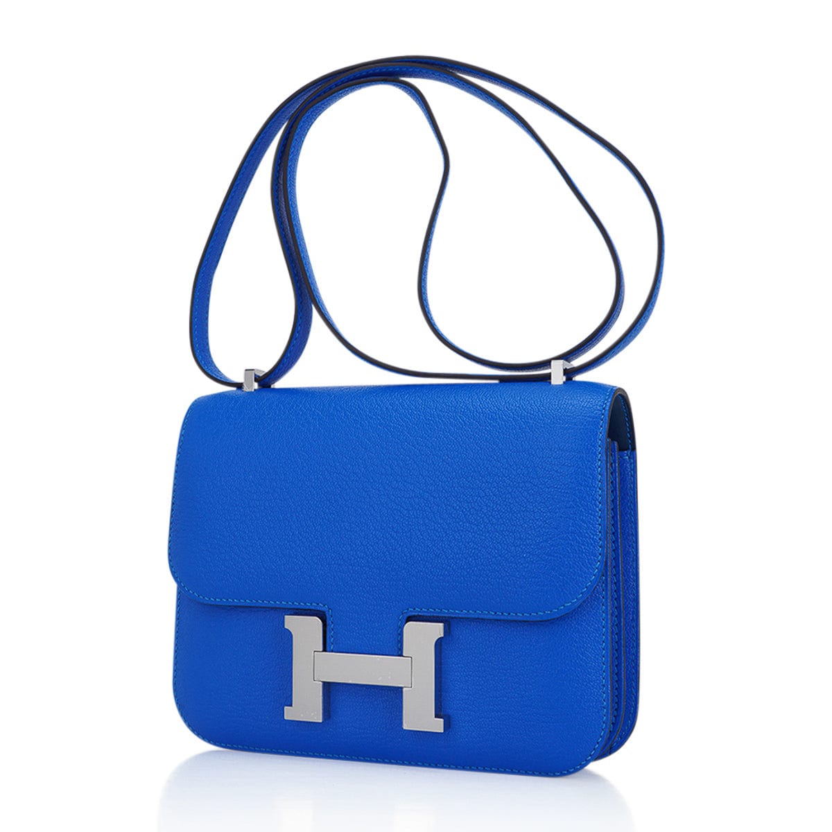 Verso Mini Constance 18 Bag Bleu Hydra and Deep Bleu Chevre Leather with Palladium Hardware