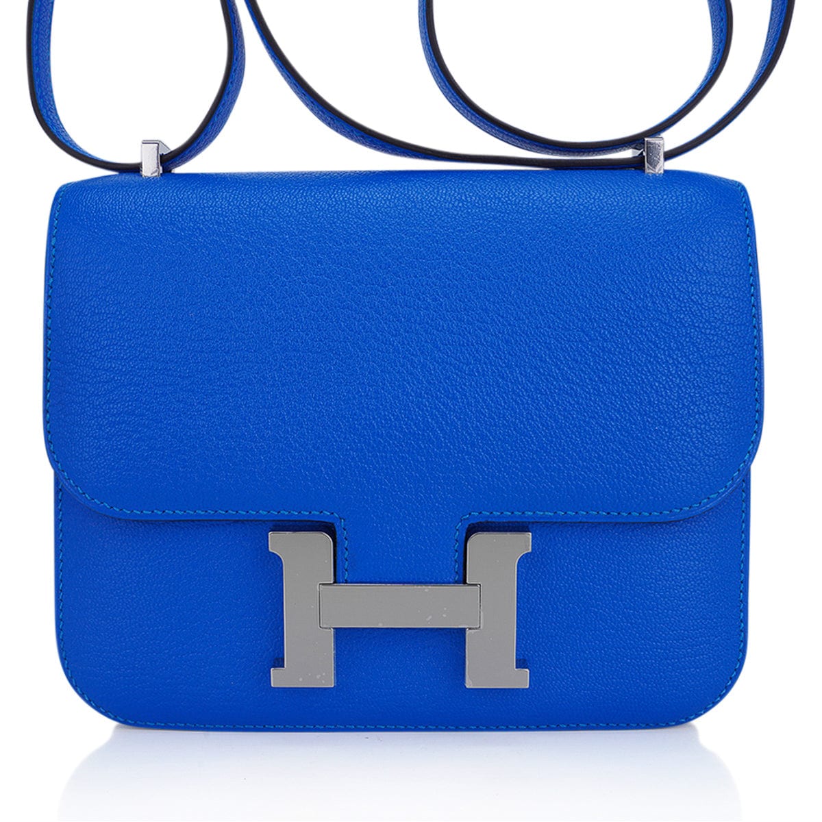 Verso Mini Constance 18 Bag Bleu Hydra and Deep Bleu Chevre Leather with Palladium Hardware