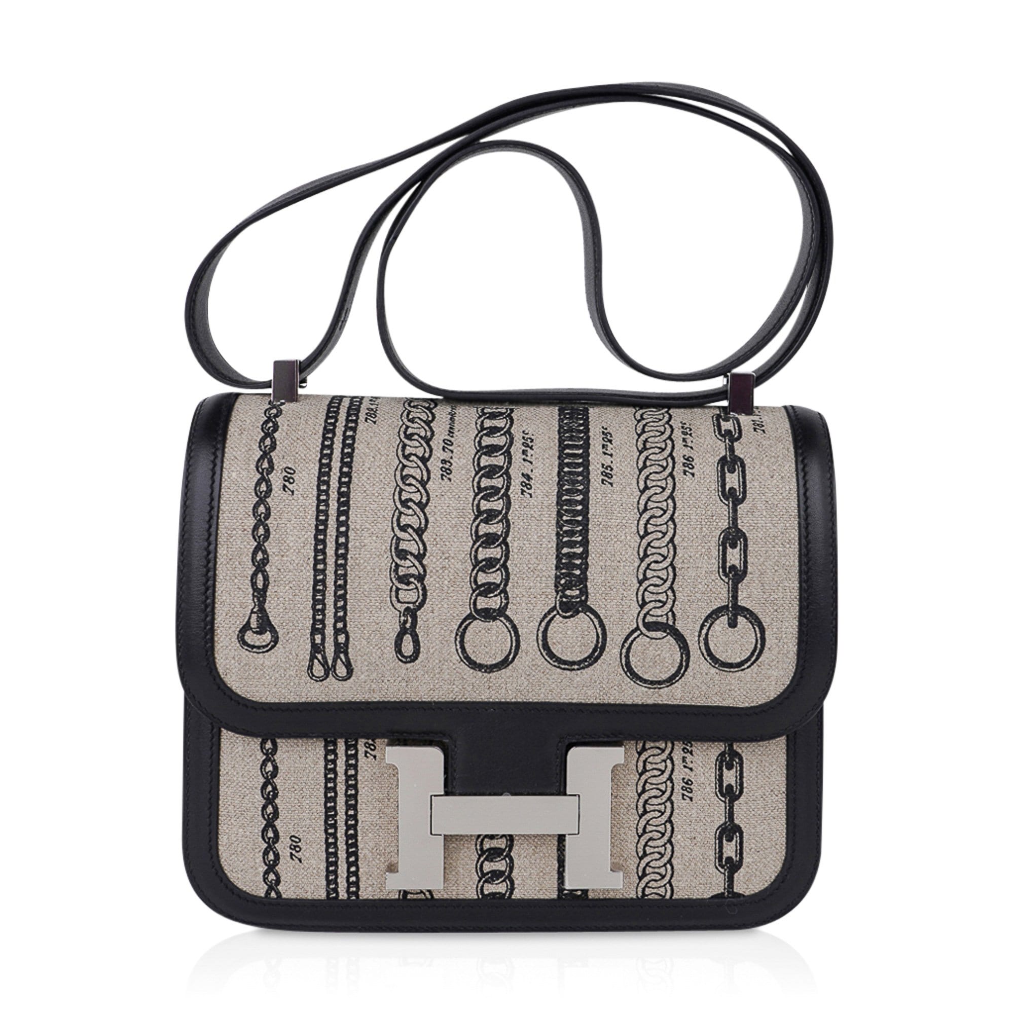 Constance 24 Bag De Camp Dechainee Toile and Black Swift Leather