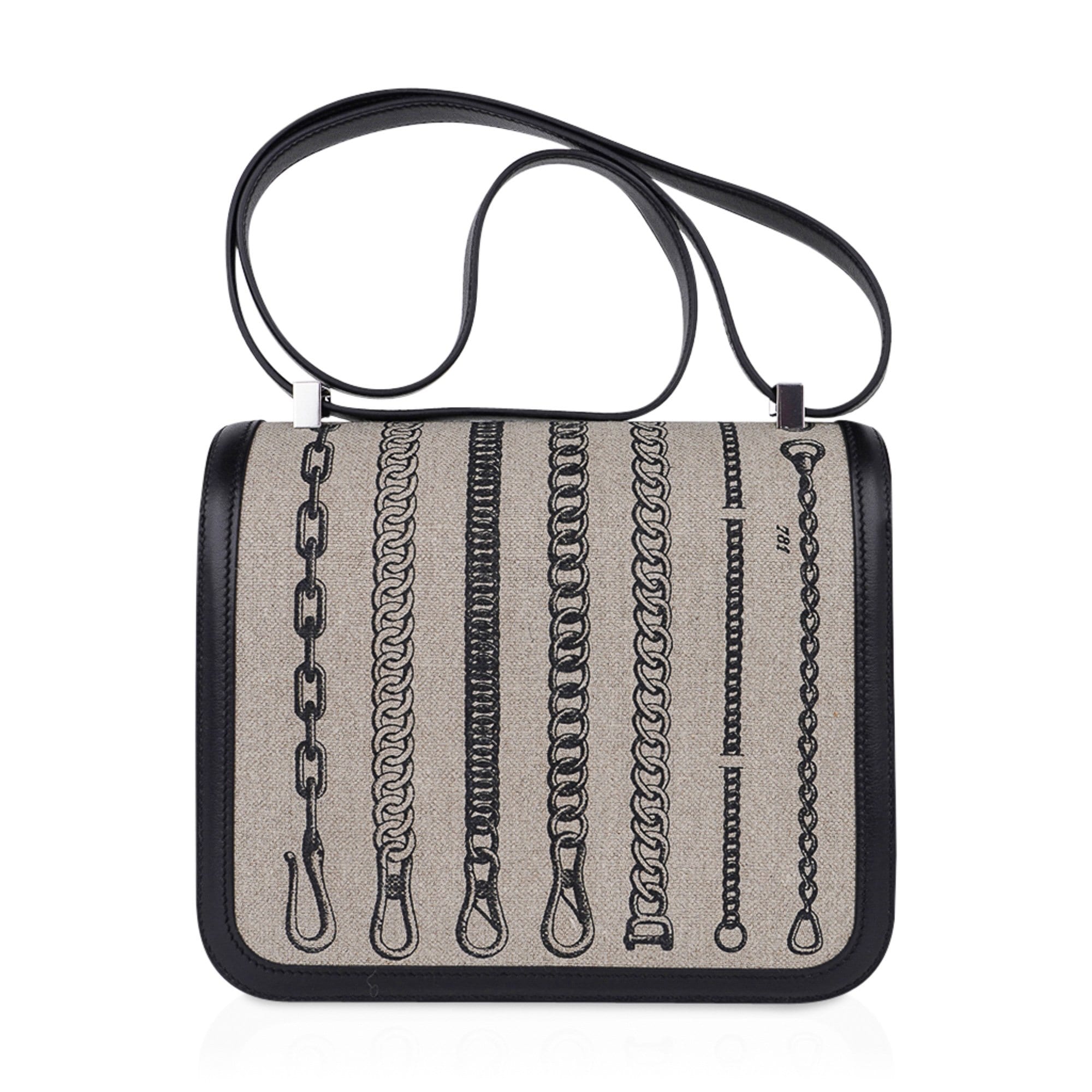 Constance 24 Bag De Camp Dechainee Toile and Black Swift Leather