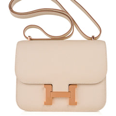 Constance HSS 18 Bag Craie / Gris Perle Rose Gold Hardware
