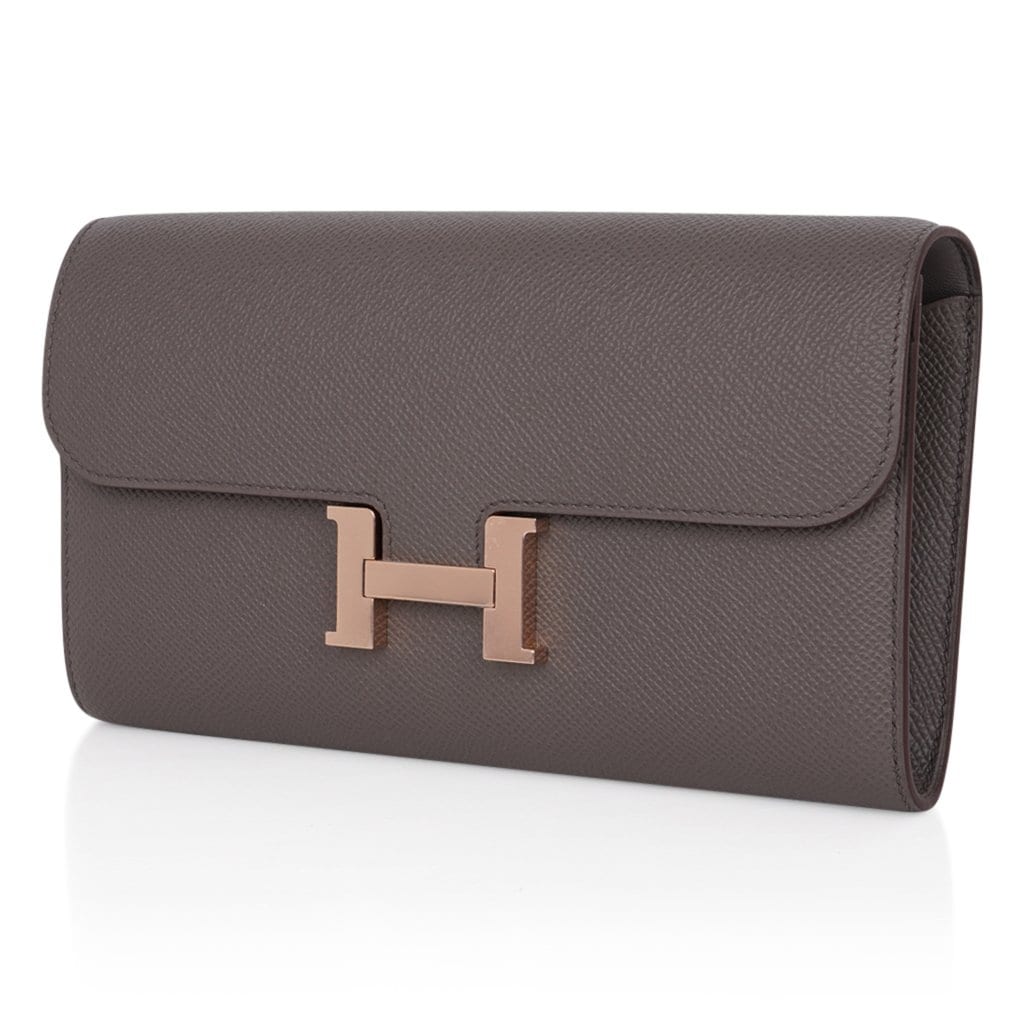 Constance Long To Go Wallet Etain Rose Gold Hardware Epsom New w/ Box