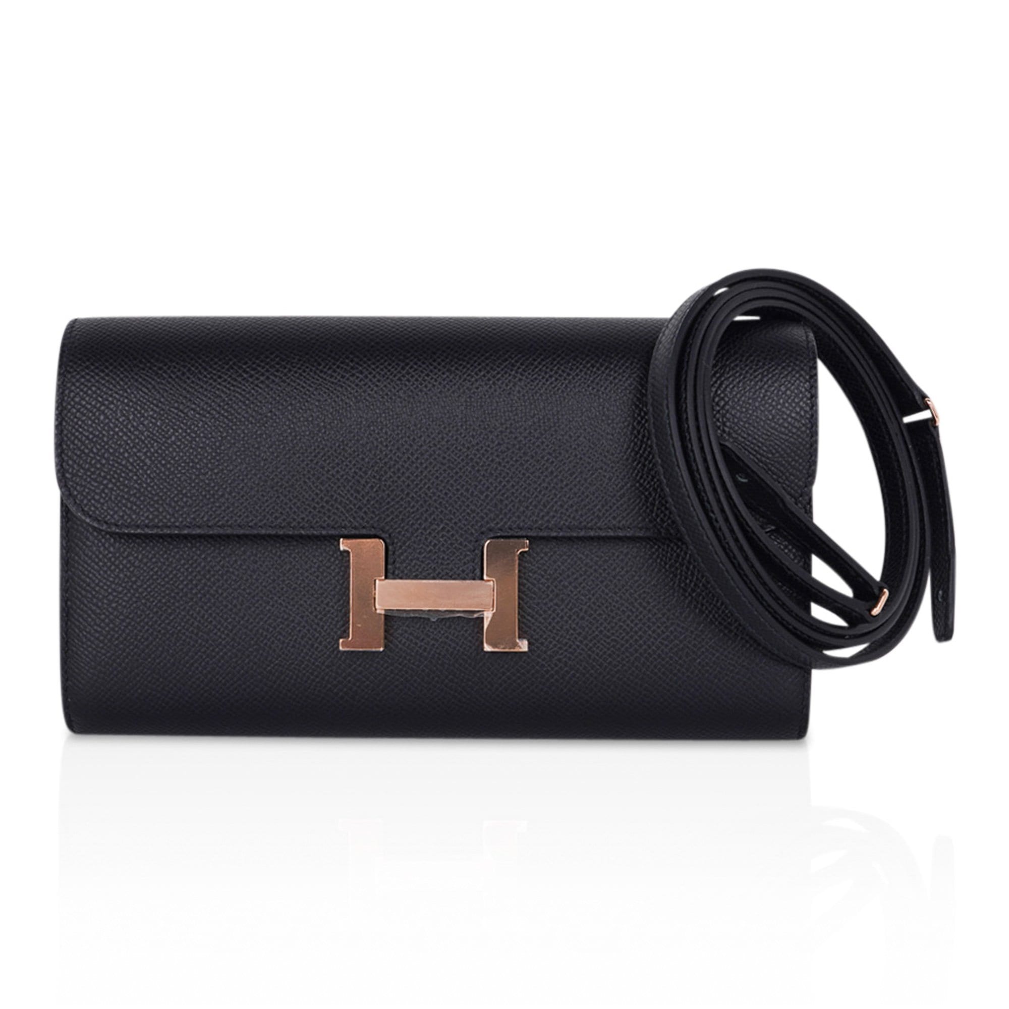 Constance Long To Go Wallet Black Rose Gold Hardware Epsom New w/ Box