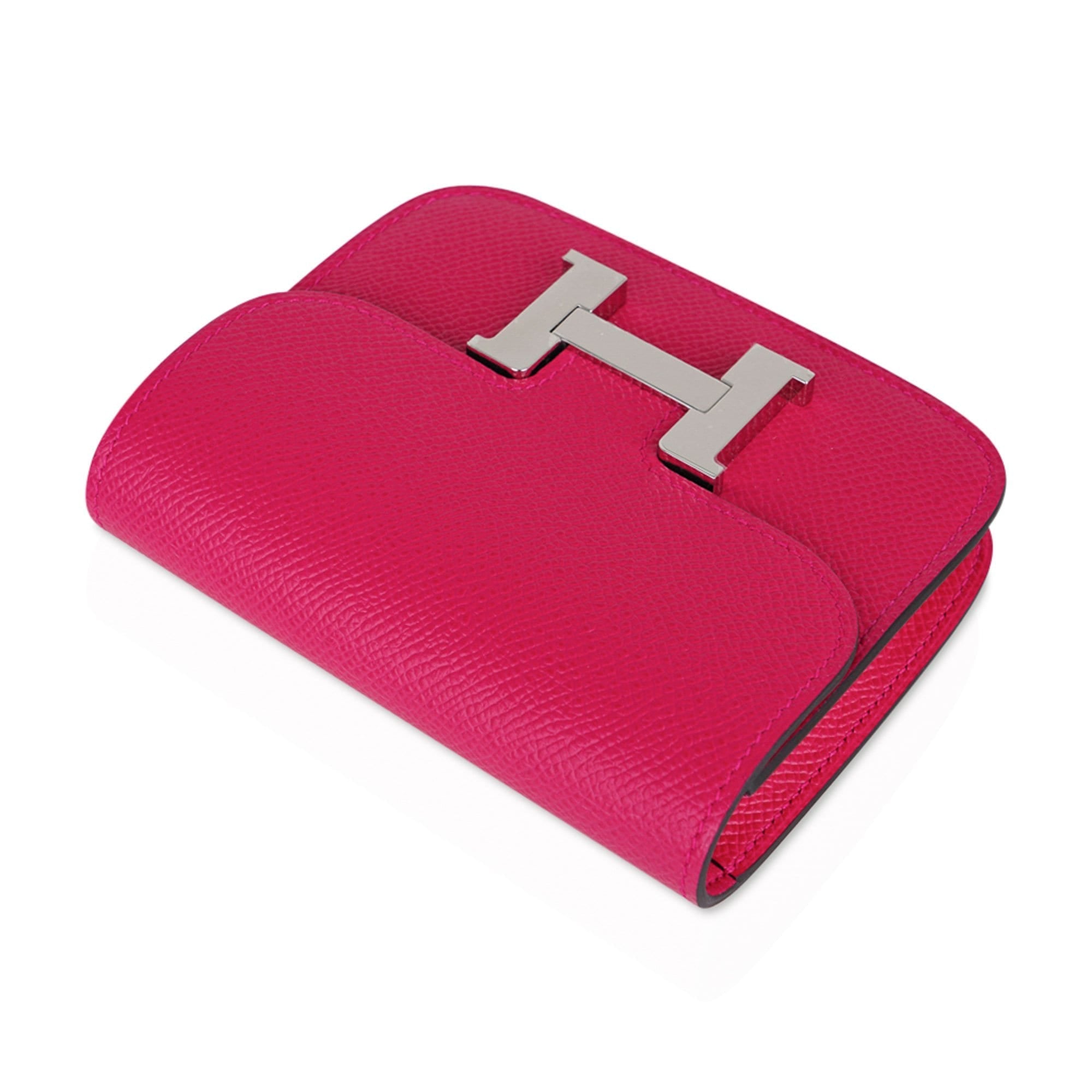 Constance Slim Wallet Waist Belt Bag Rose Mexico Epsom Palladium New/Box