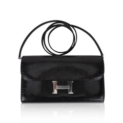 Constance Long To Go Wallet Black Lizard with Palladium Hardware