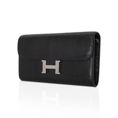 Constance Long To Go Wallet Black Lizard with Palladium Hardware