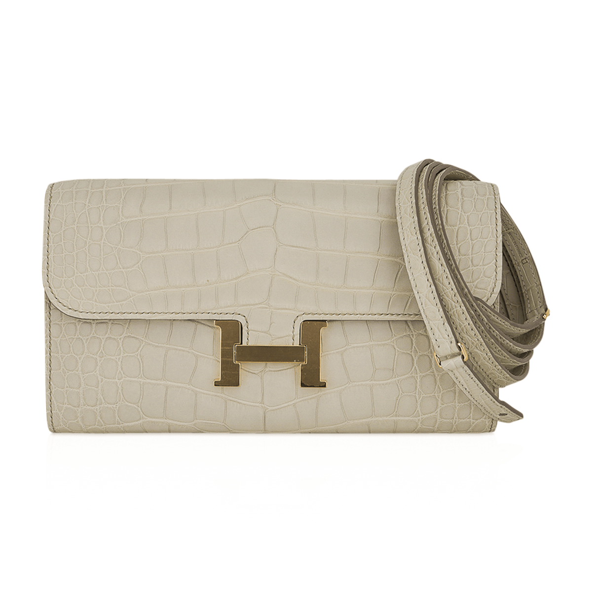 Constance Long To Go Wallet Beton Matte Alligator with Gold Hardware
